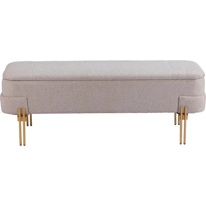 Lebreton Oatmeal Wood & Steel Beige Storage Bench
