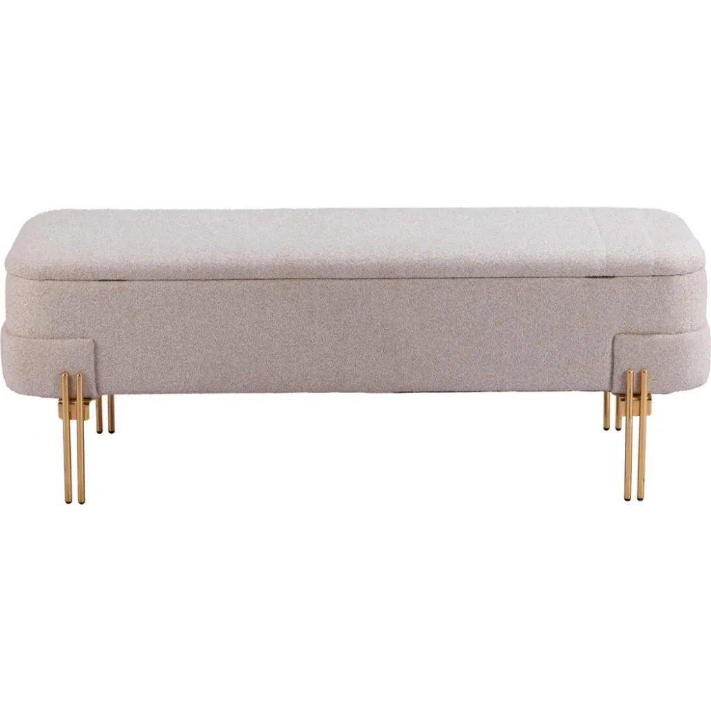Lebreton Oatmeal Wood & Steel Beige Storage Bench