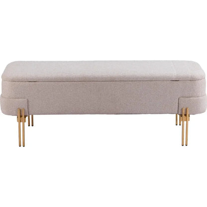 Lebreton Oatmeal Wood & Steel Beige Storage Bench