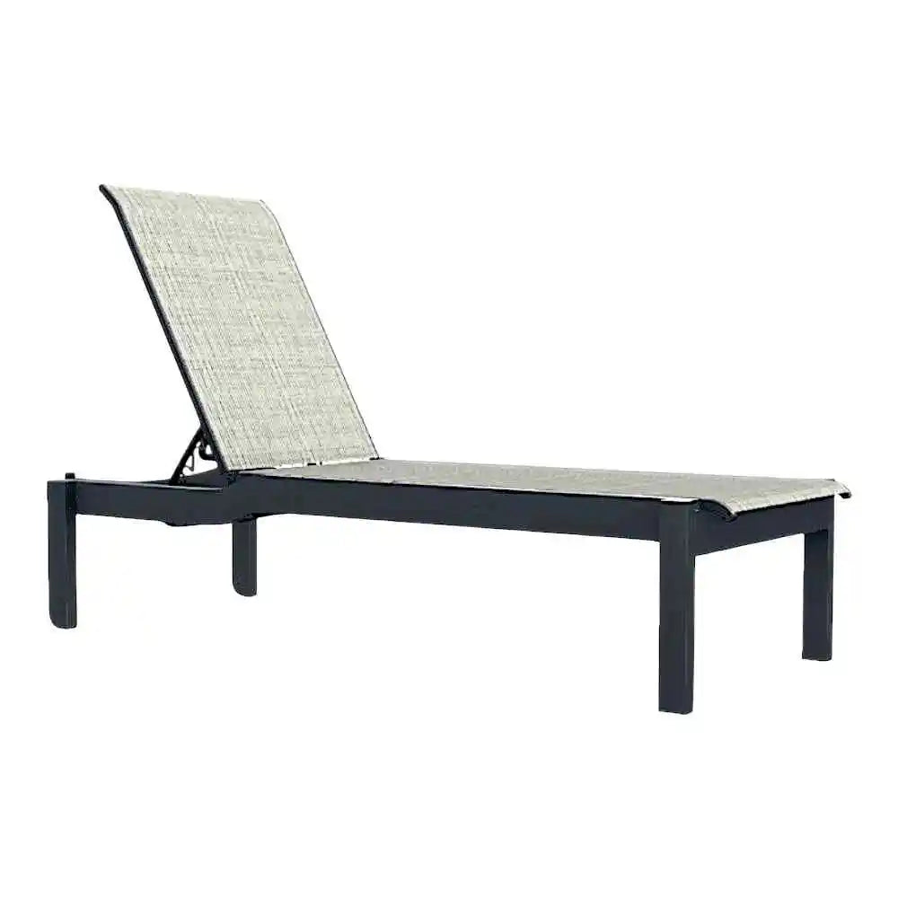Leeward MGP Sling Long Stacking Outdoor Sunloungers with Wheels