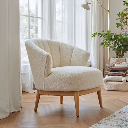 Leque Textured Fabric Accent Chair