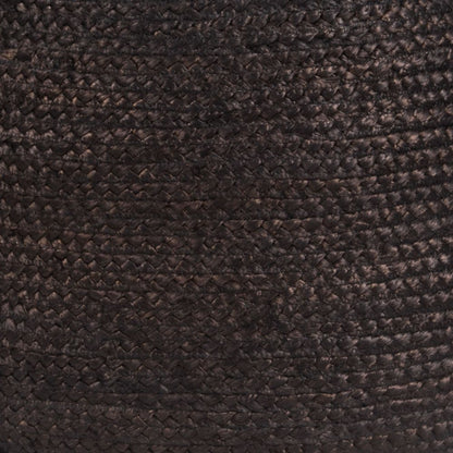 Lillian Braided Jute Black Ottoman