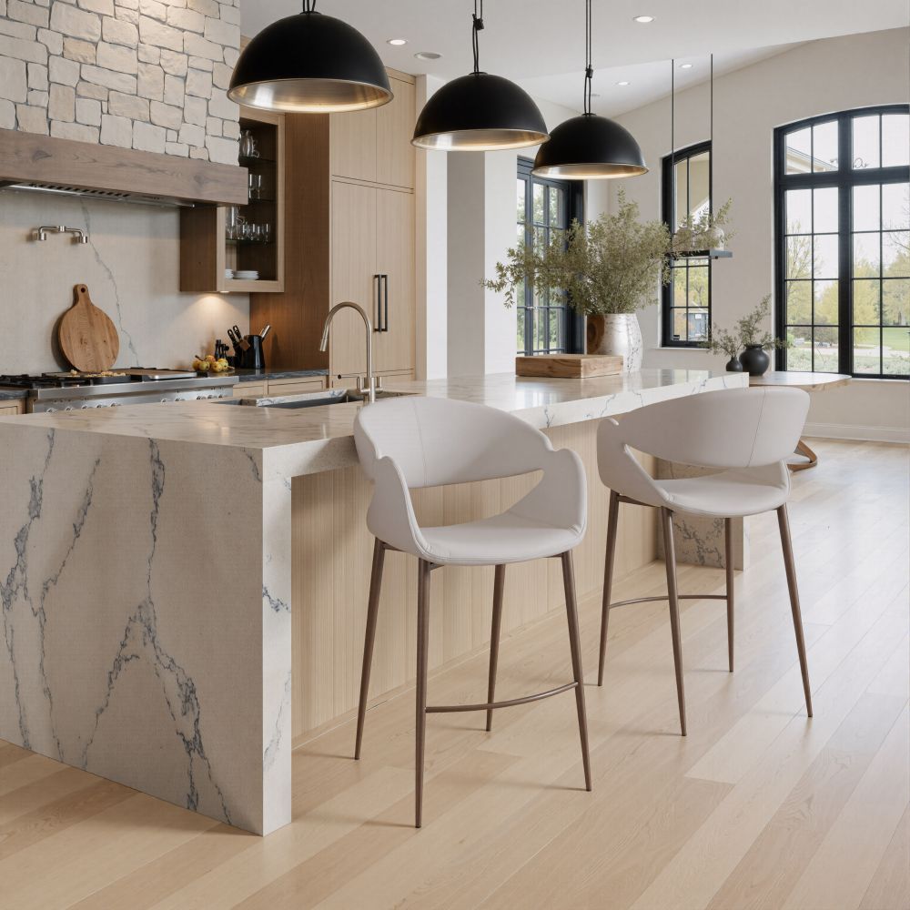 Limay Faux Leather Counter Stool