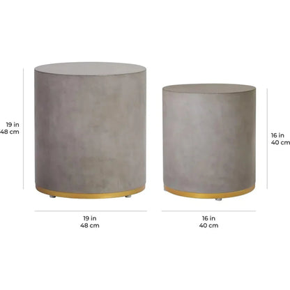 Linea Ring Accent Table Set - Gold Outdoor End Tables
