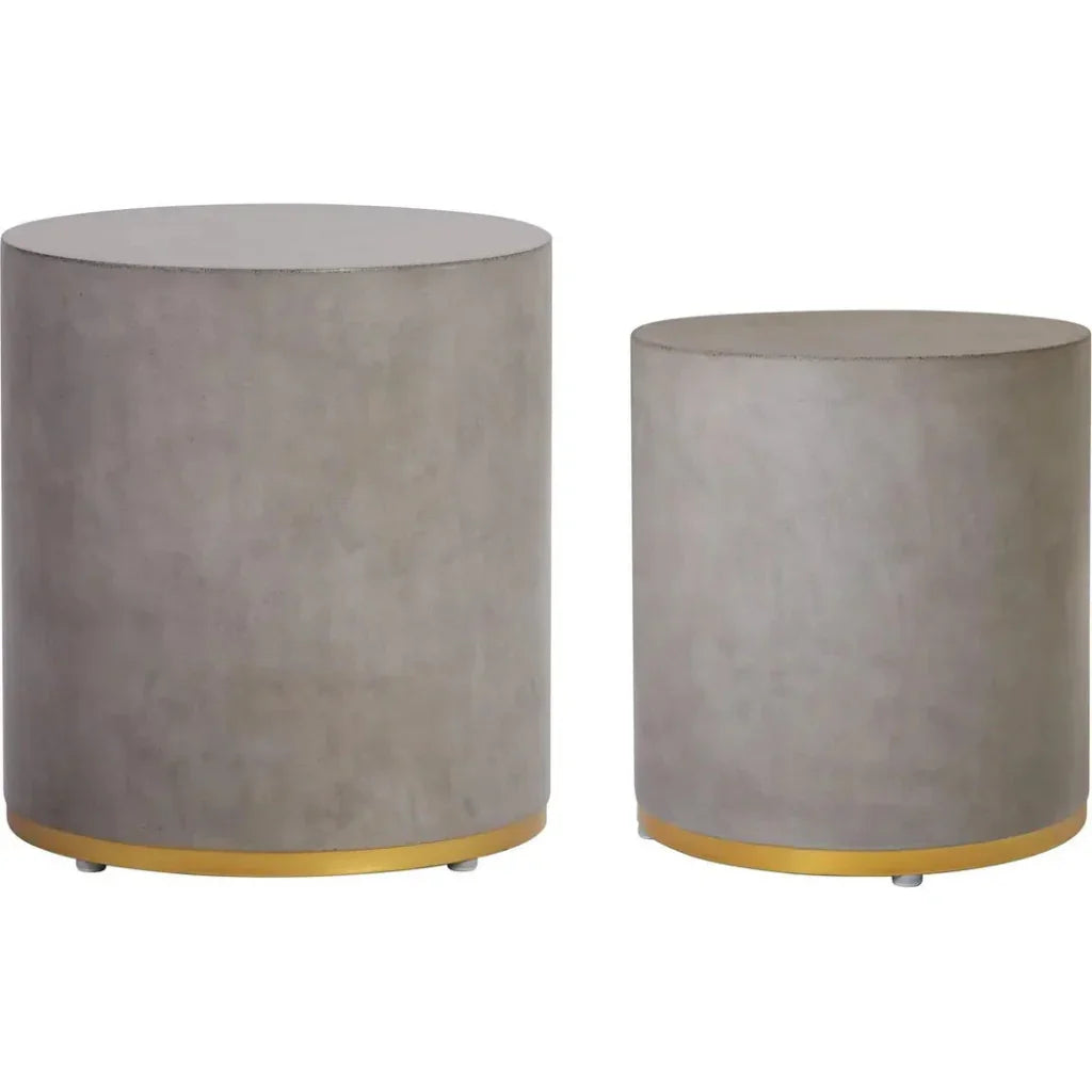 Linea Ring Accent Table Set - Gold Outdoor End Tables