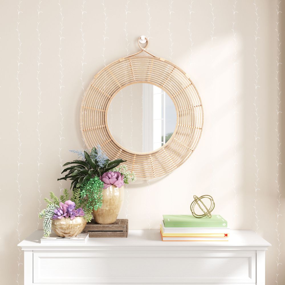 Lobo Painted Rattan Frame Wall Mirror