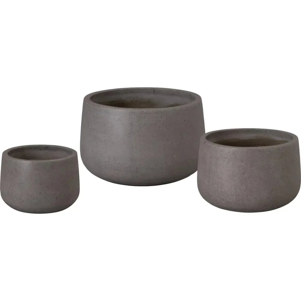 Low Opus Gray Terrazzo Round Planter