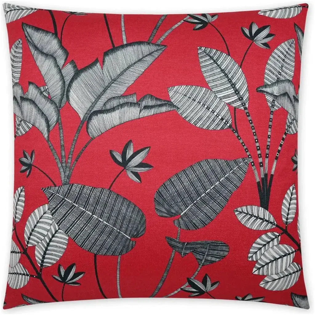 Luzon Red Floral Red Large Throw Pillow Insert