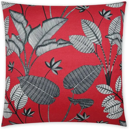 Luzon Red Floral Red Large Throw Pillow Insert