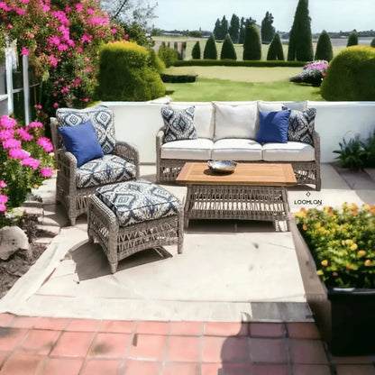 Mackinac Patio Lounge Set Sofa Chairs Loveseat & Tables