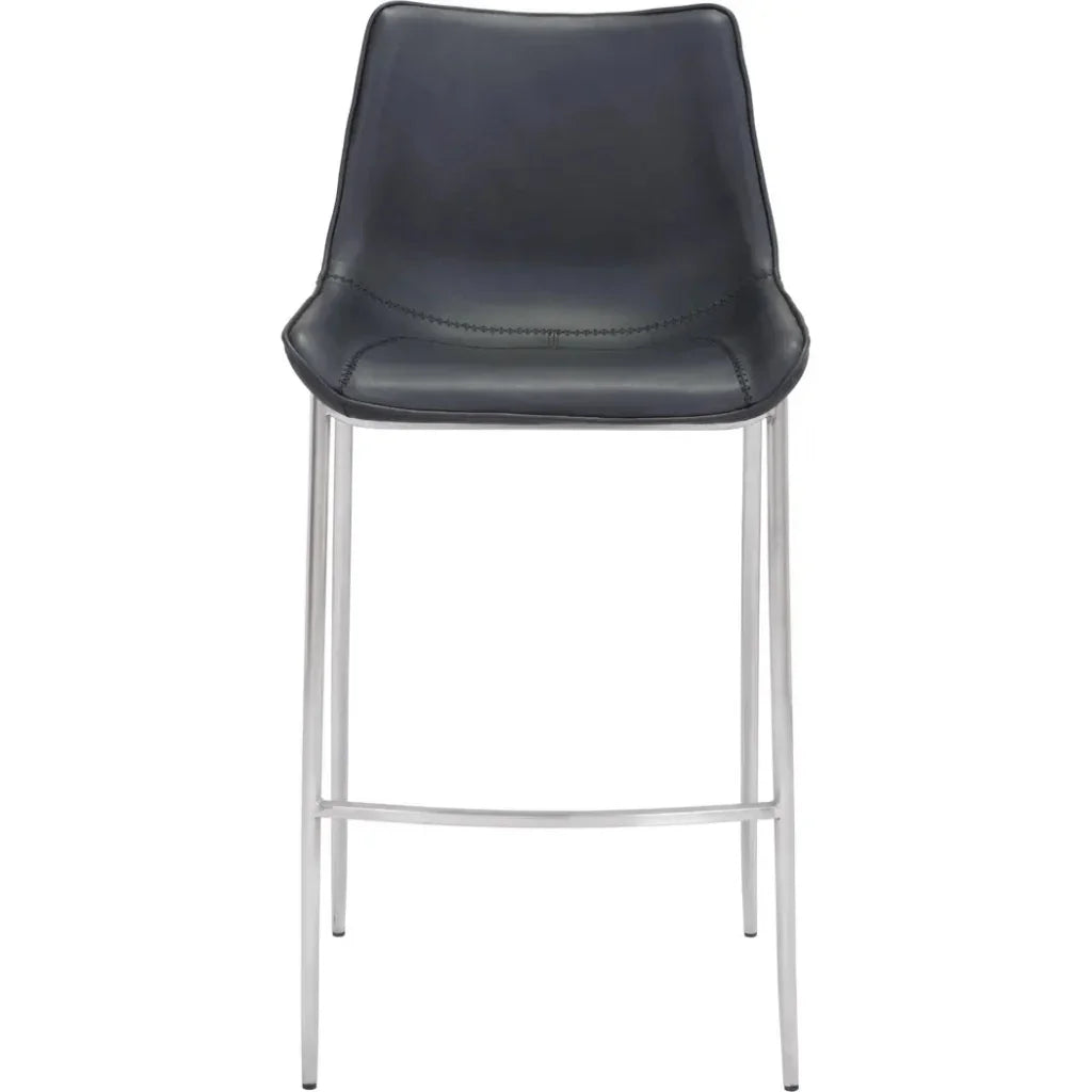 Magnus Bar Chair (Set of 2) Black & Silver