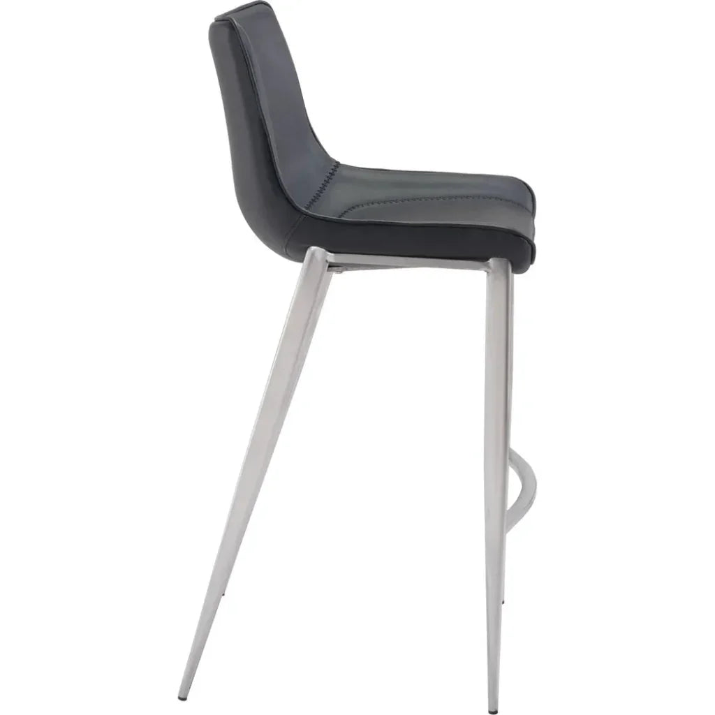 Magnus Bar Chair (Set of 2) Black & Silver