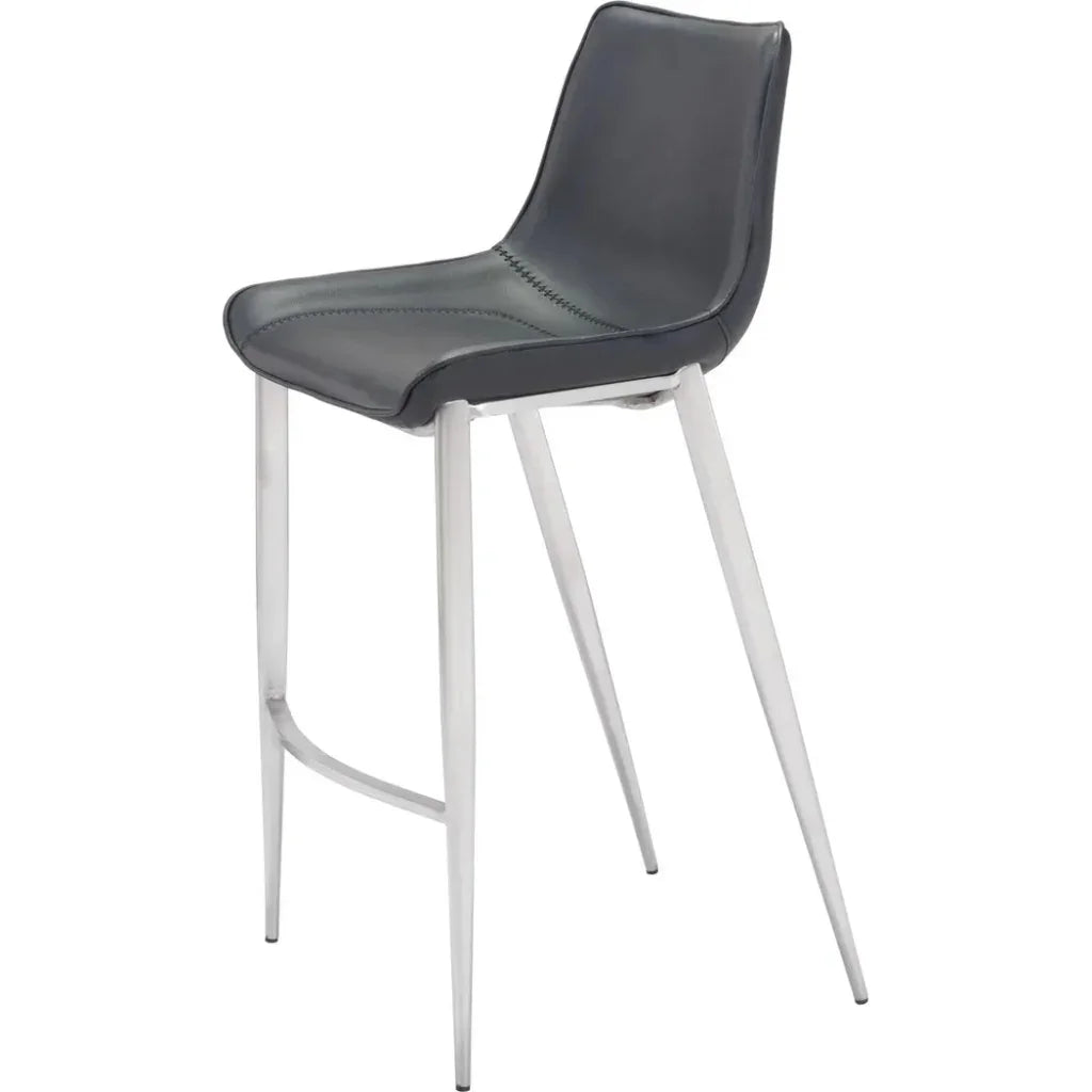 Magnus Bar Chair (Set of 2) Black & Silver