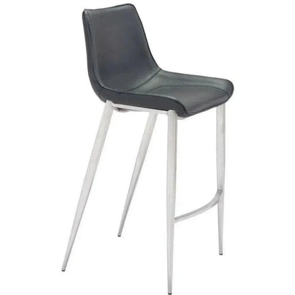 Magnus Bar Chair (Set of 2) Black & Silver