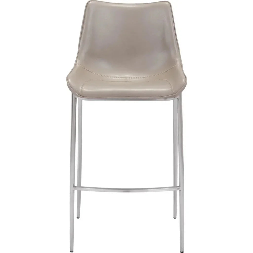 Magnus Bar Chair (Set of 2) Gray & Silver