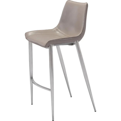 Magnus Bar Chair (Set of 2) Gray & Silver