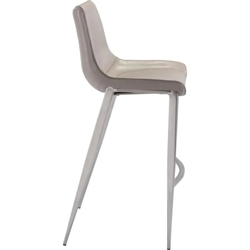 Magnus Bar Chair (Set of 2) Gray & Silver