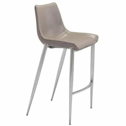 Magnus Bar Chair (Set of 2) Gray & Silver
