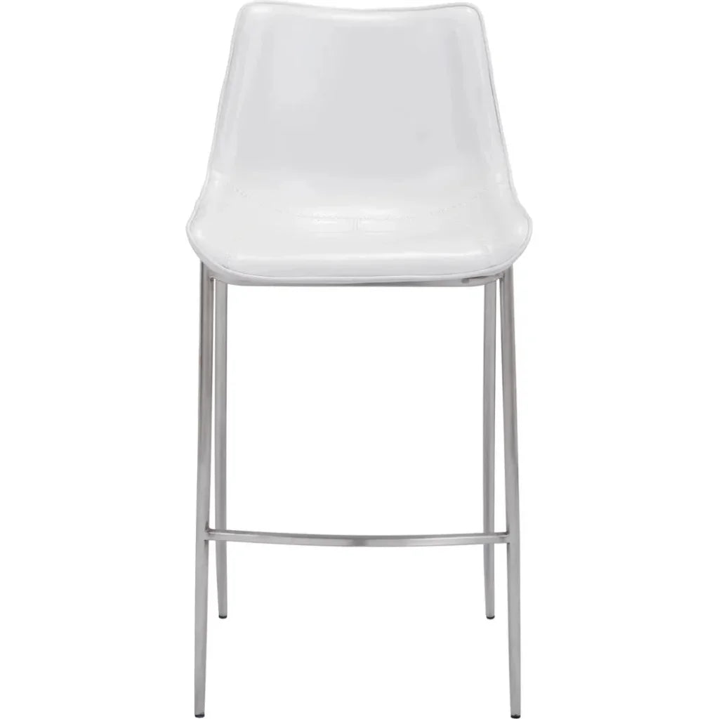 Magnus Bar Chair (Set of 2) White & Silver