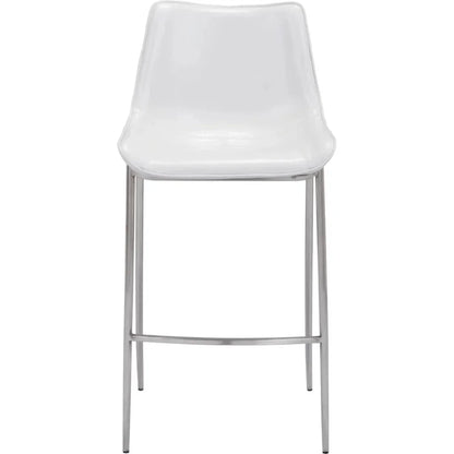 Magnus Bar Chair (Set of 2) White & Silver