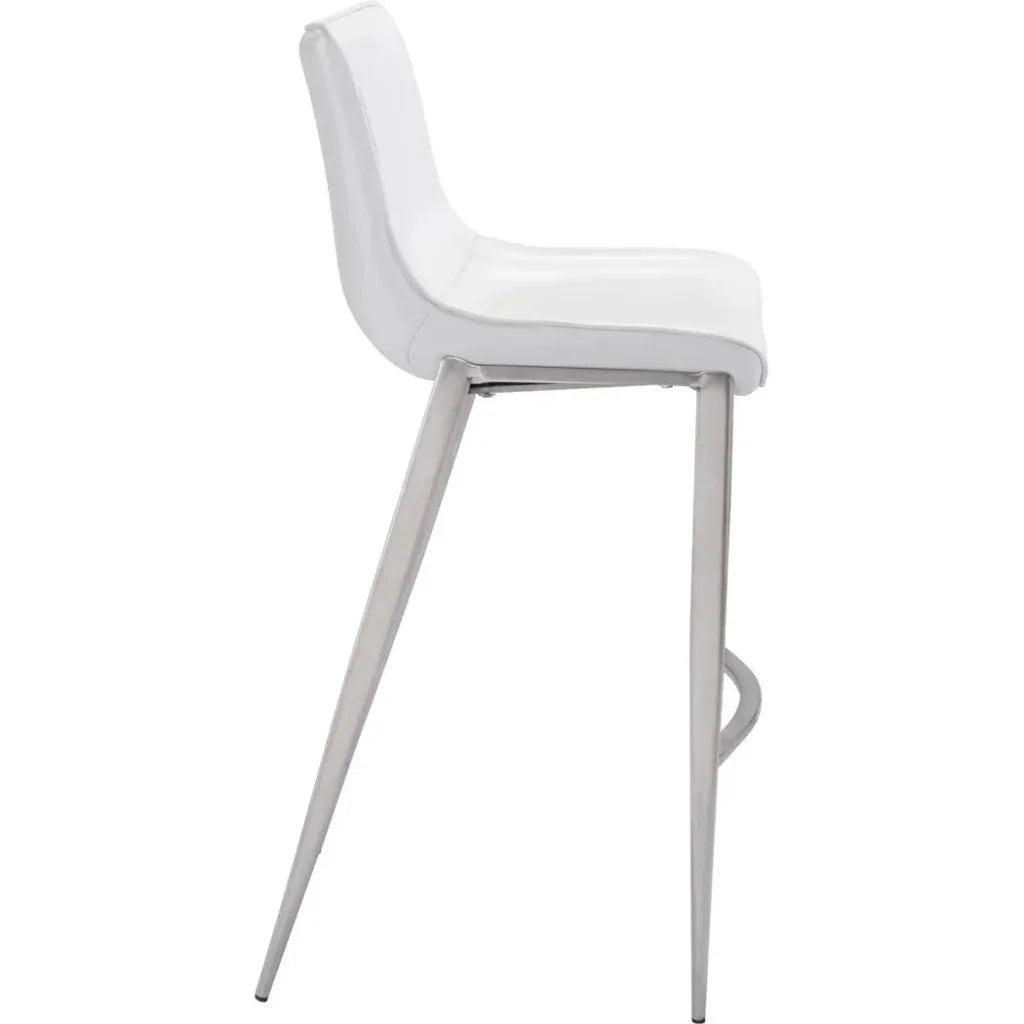 Magnus Bar Chair (Set of 2) White & Silver