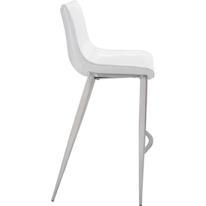 Magnus Bar Chair (Set of 2) White & Silver