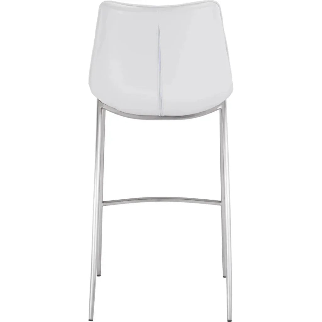 Magnus Bar Chair (Set of 2) White & Silver