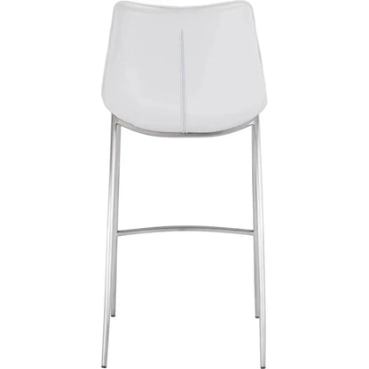 Magnus Bar Chair (Set of 2) White & Silver