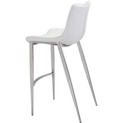 Magnus Bar Chair (Set of 2) White & Silver