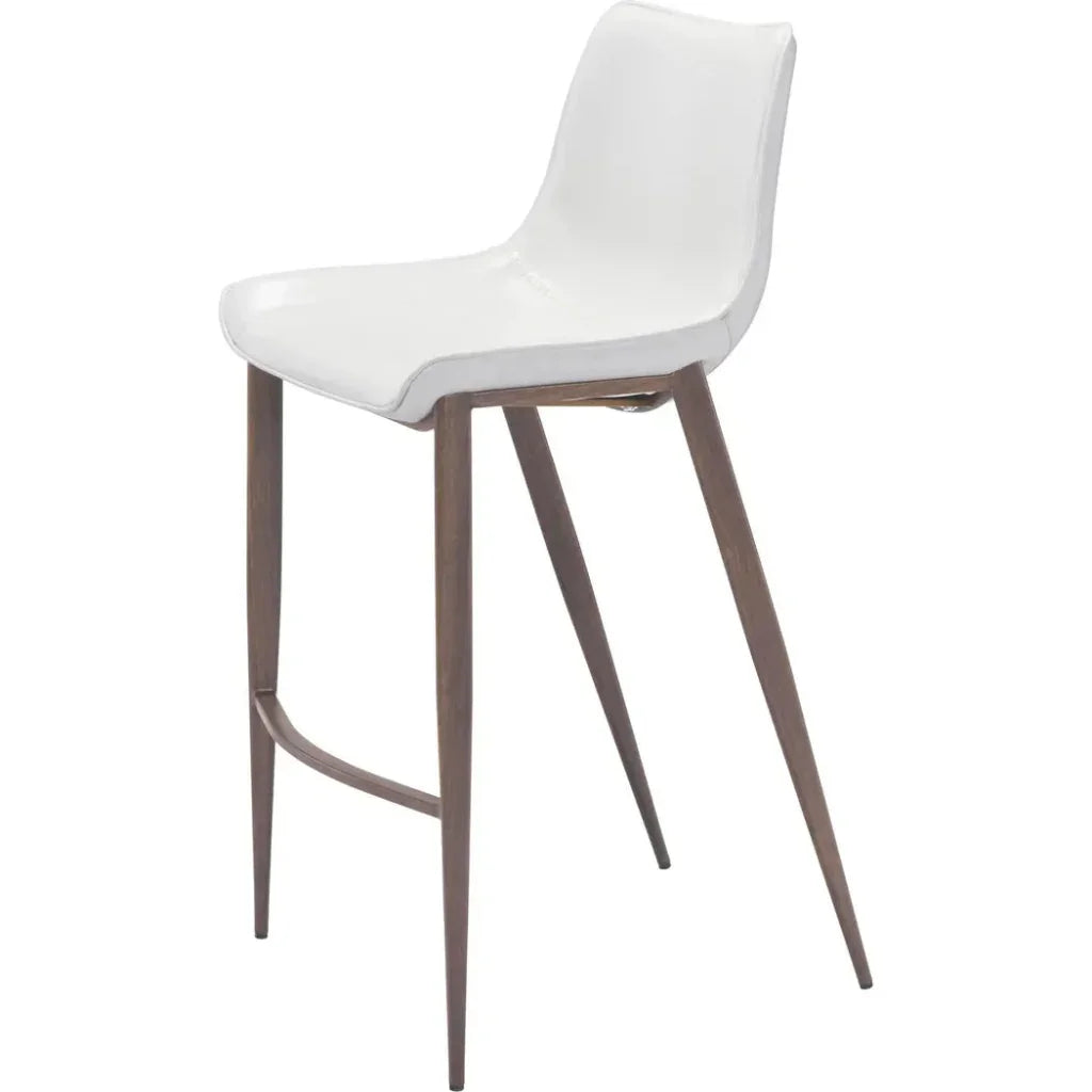 Magnus Bar Chair (Set of 2) White & Walnut