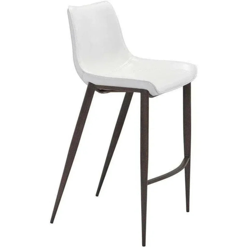 Magnus Bar Chair (Set of 2) White & Walnut