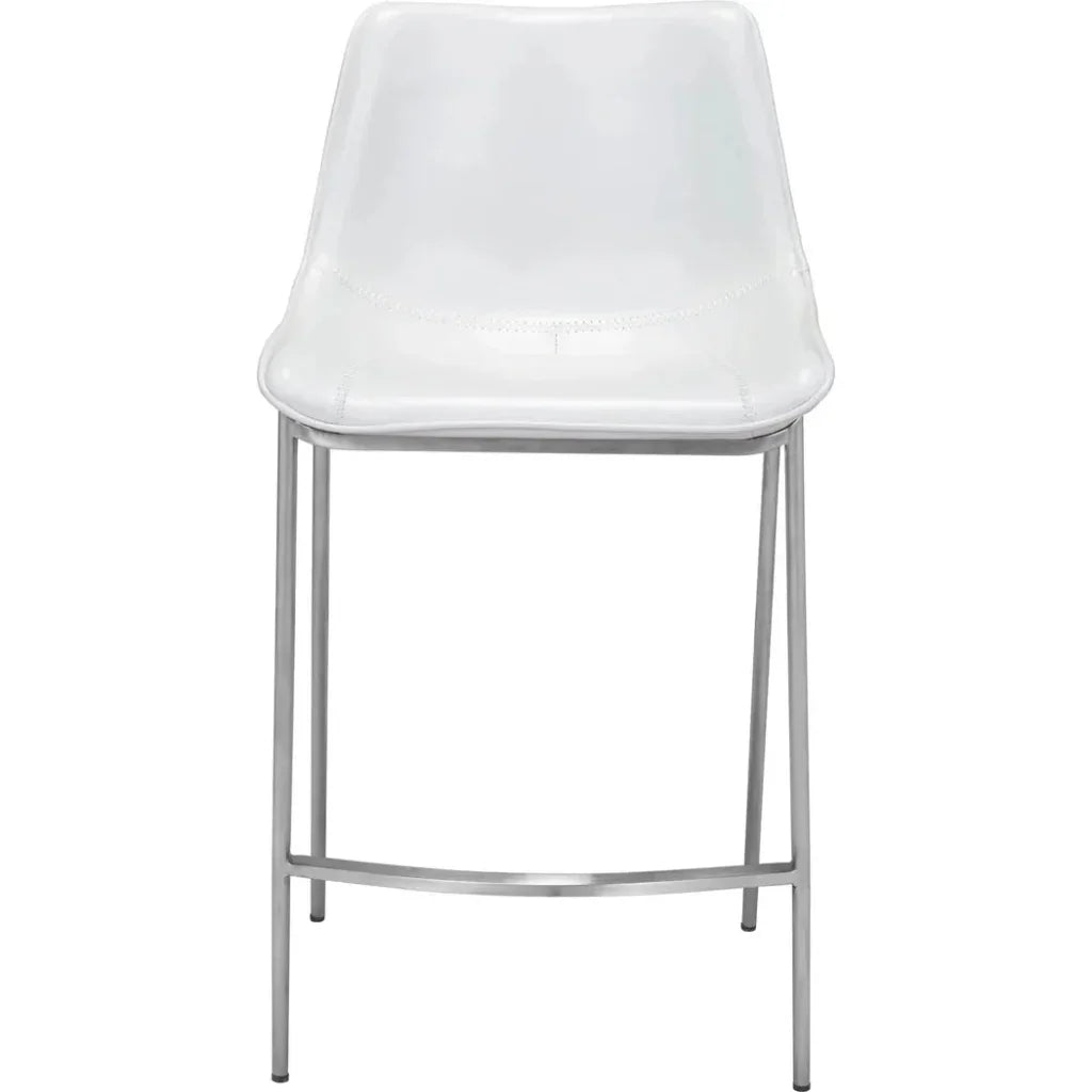Magnus Counter Stool 2PC White & Silver