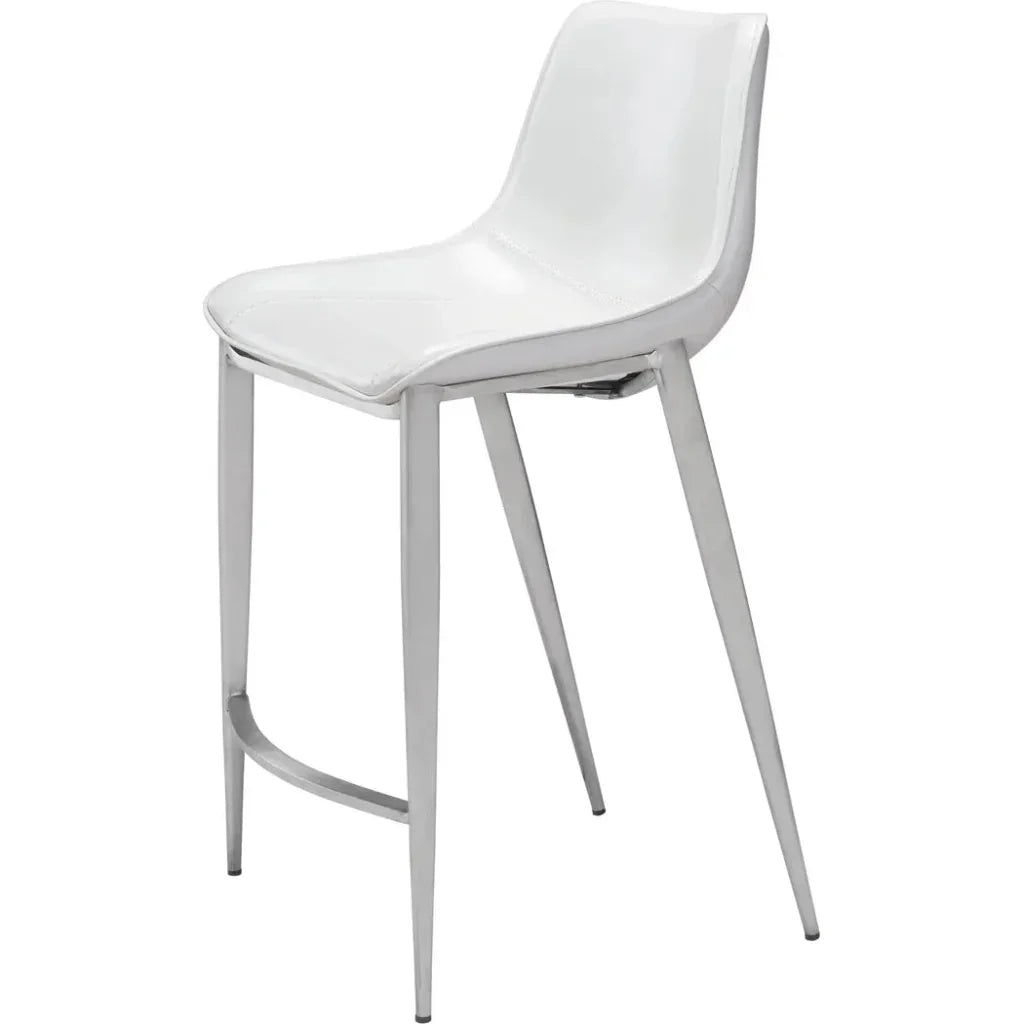 Magnus Counter Stool 2PC White & Silver