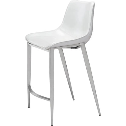 Magnus Counter Stool 2PC White & Silver