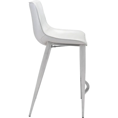 Magnus Counter Stool 2PC White & Silver