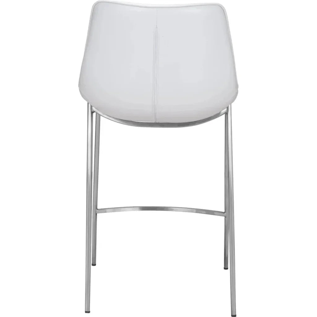 Magnus Counter Stool 2PC White & Silver