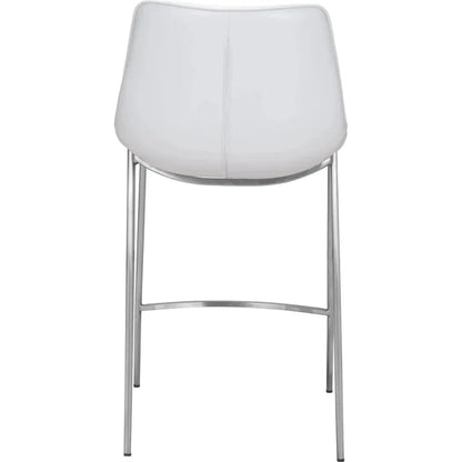 Magnus Counter Stool 2PC White & Silver