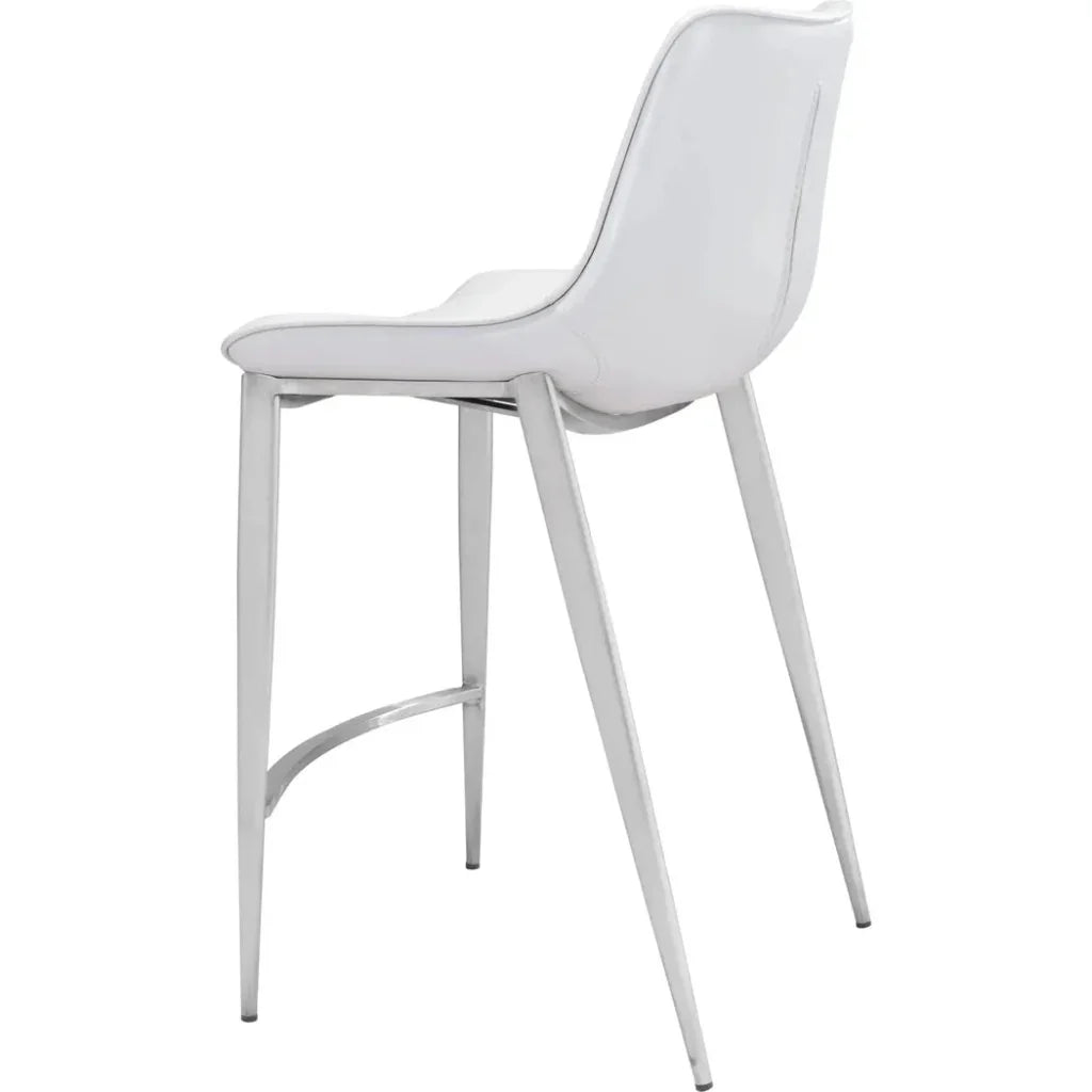 Magnus Counter Stool 2PC White & Silver