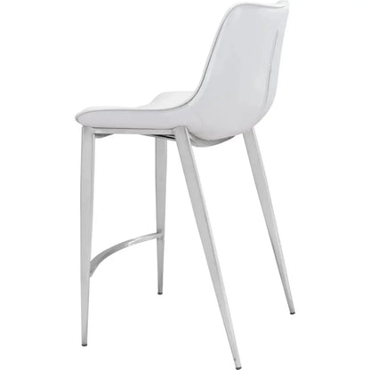 Magnus Counter Stool 2PC White & Silver