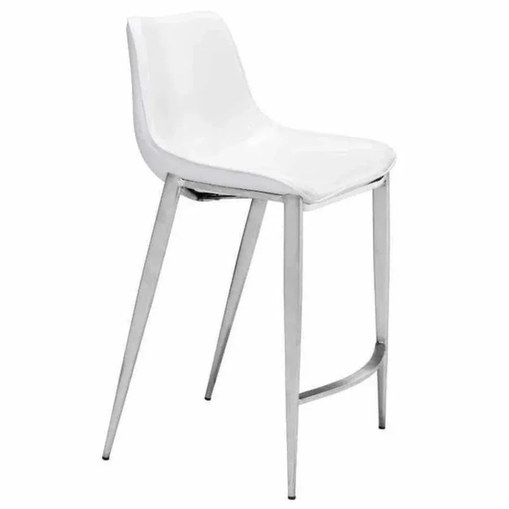Magnus Counter Stool 2PC White & Silver