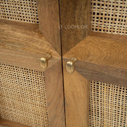 Marentha Six Doors Natural Wood Sideboard
