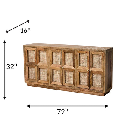 Marentha Six Doors Natural Wood Sideboard