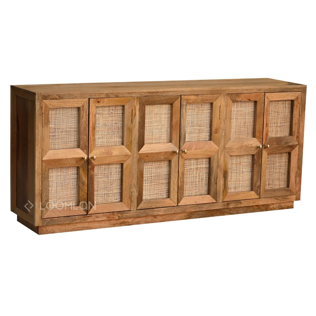 Marentha Six Doors Natural Wood Sideboard