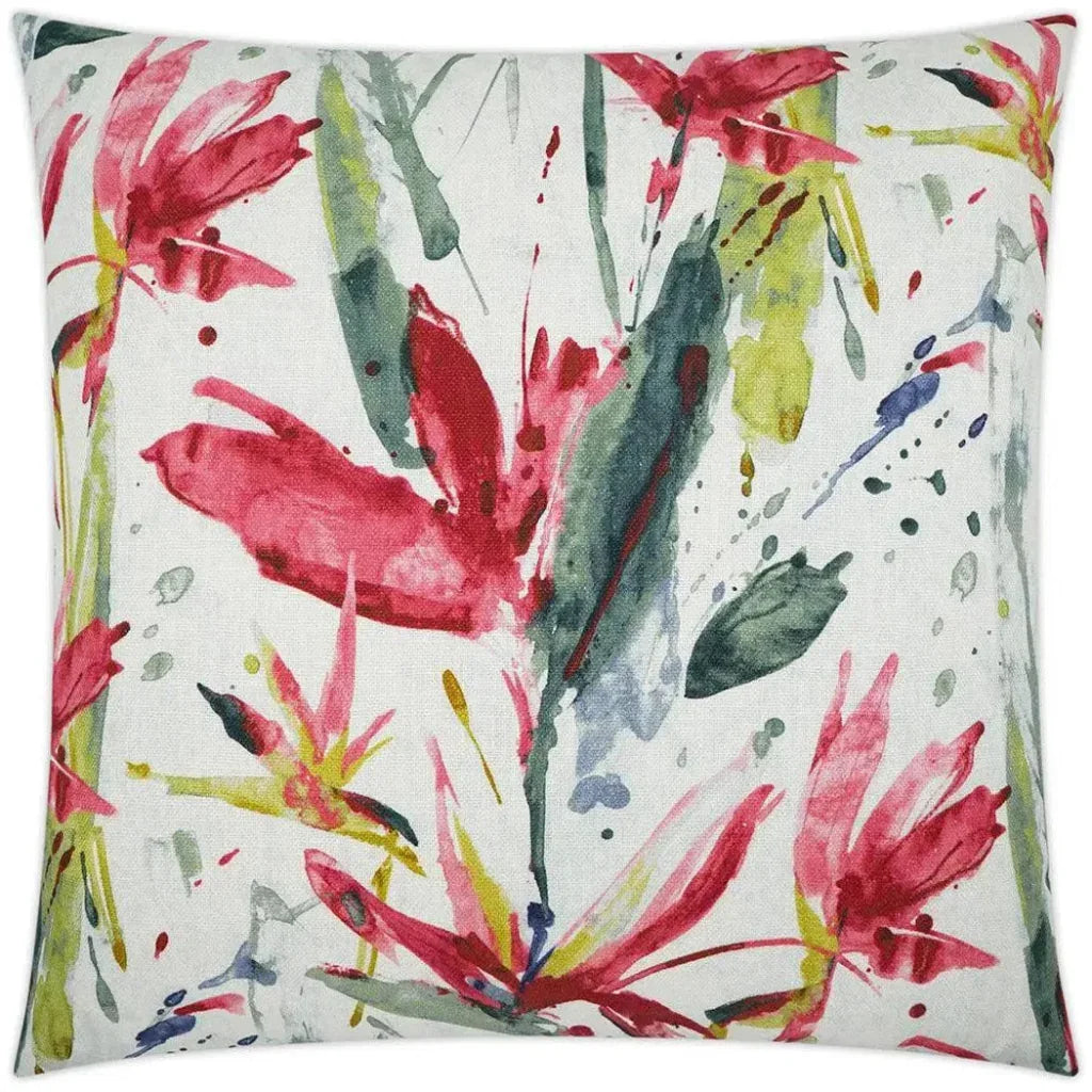 Marlot Fuchsia Floral Fuchsia Green Large Throw Pillow