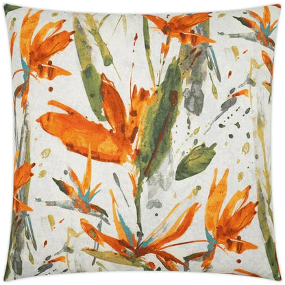 Marlot Mango Floral Orange Green Large Throw Pillow