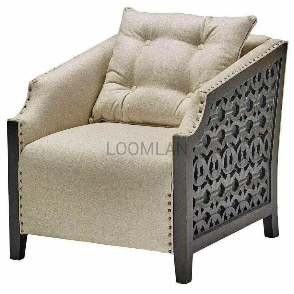 Marveth Hand Panels Club Chair with Throw Pillow