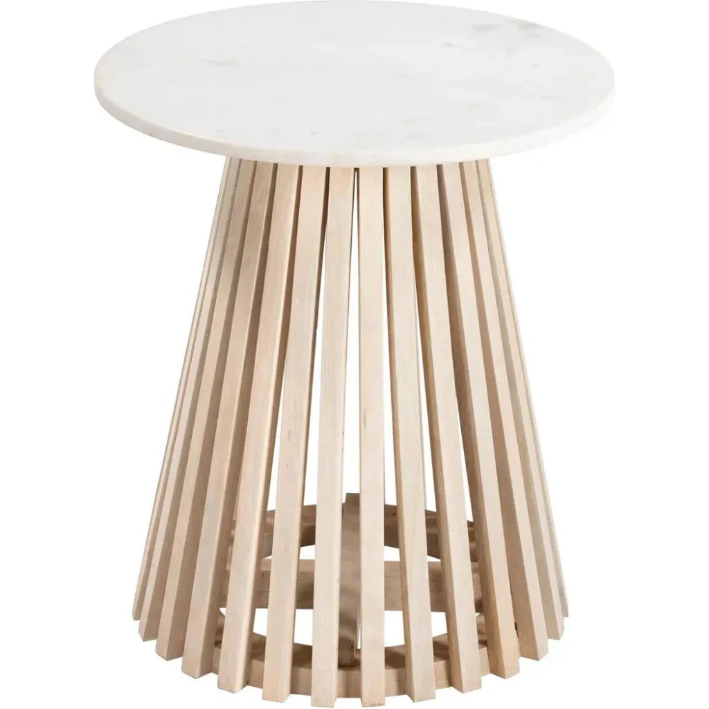 Mazara Side Table White & Natural