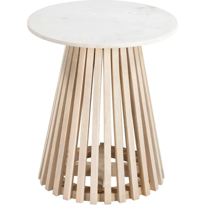 Mazara Side Table White & Natural