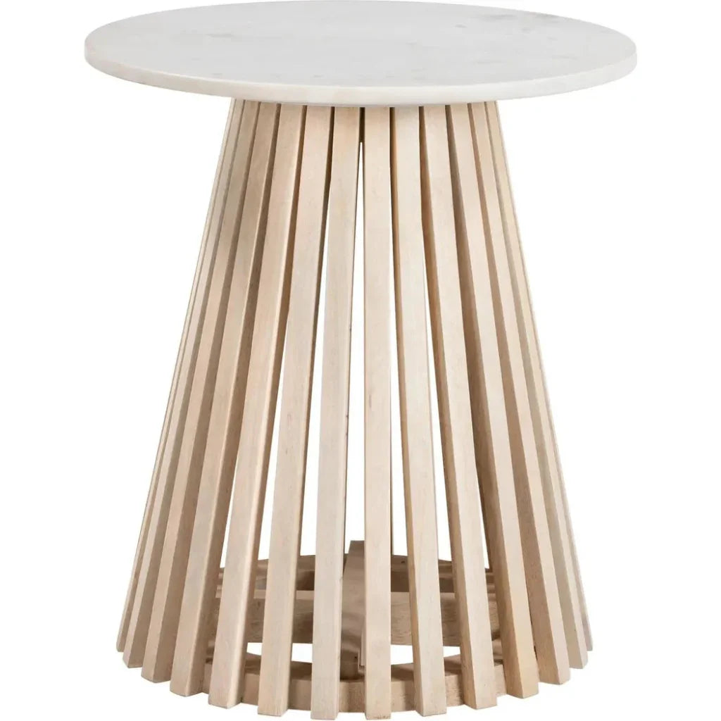 Mazara Side Table White & Natural