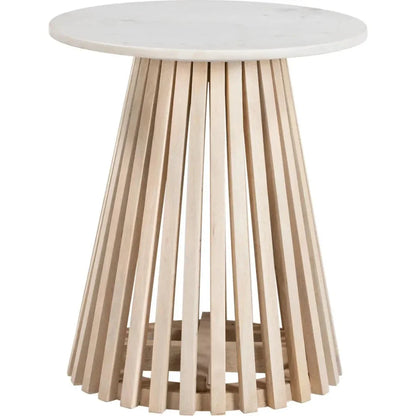 Mazara Side Table White & Natural